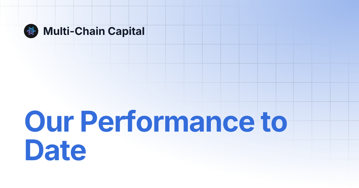 Our Performance to Date | Multi-Chain Capital